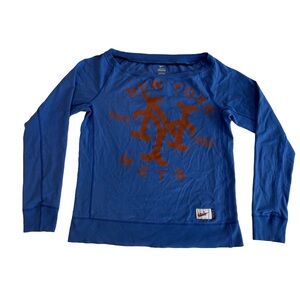 NY Mets Blue Cooperstown Collection Nike Boatneck Sweatshirt